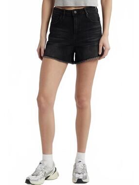 PTCL Sia High-Waist Raw Hem Cutoff Stretch Denim Shorts Black NWT Size 25